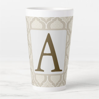 Caneca De Café Latte Padrão Elegante de Trellis marroquina em tons neut