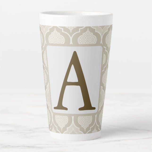 Caneca De Café Latte Padrão Elegante de Trellis marroquina em tons neut (Frente)