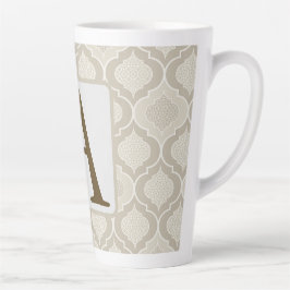 Caneca De Café Latte Padrão Elegante de Trellis marroquina em tons neut