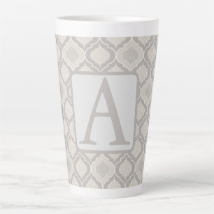 Caneca De Café Latte Padrão Elegante de Trellis marroquina em tons neut