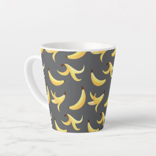Caneca De Café Latte Padrão Engraçado de Banana Amarela Retro para Fest