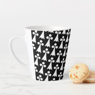 Caneca De Café Latte Padrão Ermine, Padrão Medieval, Branco em Preto