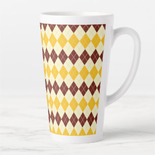 Caneca De Café Latte Padrão Escocês Xadrez Marrom - Amarelo