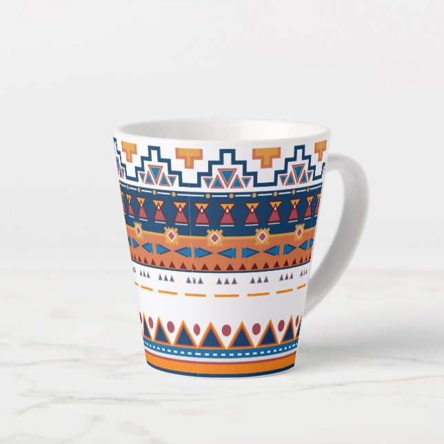 Caneca De Café Latte Padrão Étnico (Ângulo direito)