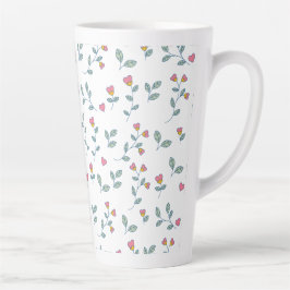 Caneca De Café Latte Padrão floral coração rosa branco ditsy