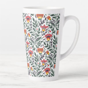 Caneca De Café Latte Padrão floral de arte popular
