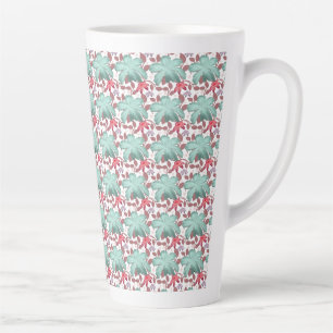 Caneca De Café Latte Padrão Floral em Pastel Suave Floral elegante