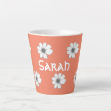 Padrão Floral Nome personalizado Laranja