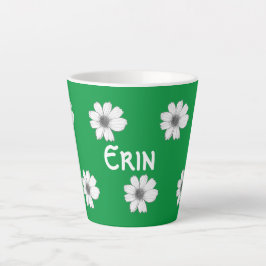 Caneca De Café Latte Padrão floral Nome verde irlandês