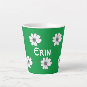 Caneca De Café Latte Padrão floral Nome verde irlandês