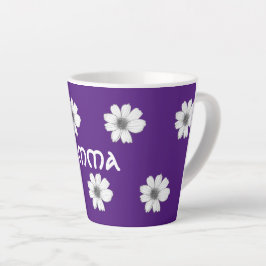 Caneca De Café Latte Padrão floral púrpura
