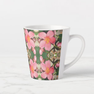Caneca De Café Latte Padrão Floral Rosa