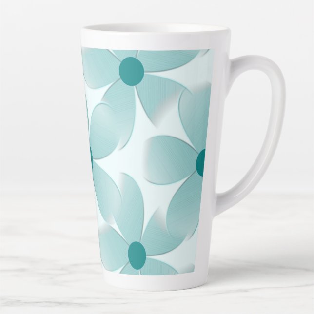 Caneca De Café Latte Padrão floral verde. (Direita)