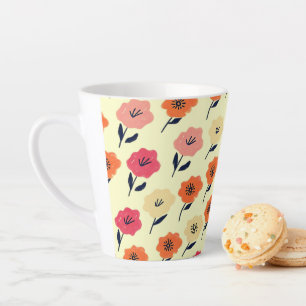 Caneca De Café Latte Padrão Floral Vibrante