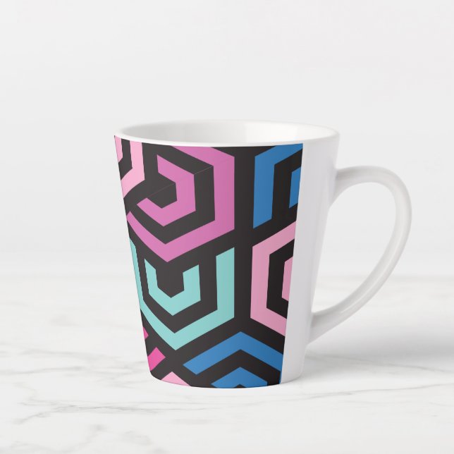 Caneca De Café Latte Padrão Geométrico (Direita)