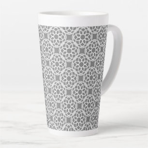 Caneca De Café Latte Padrão Geométrico Branco Cinza Sem Costura
