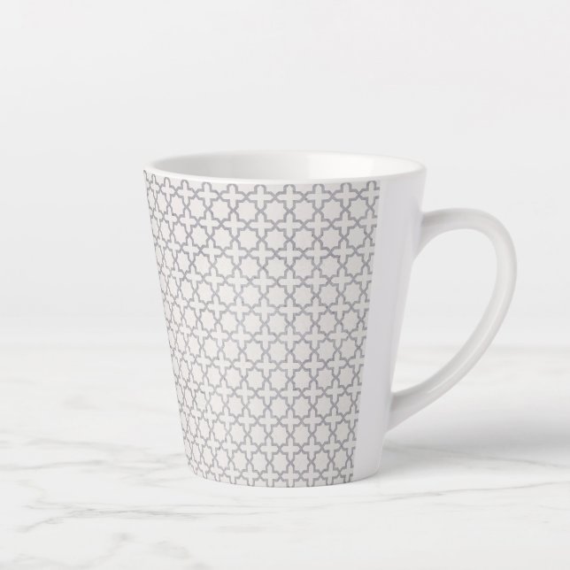 Caneca De Café Latte Padrão geométrico do bege (Direita)