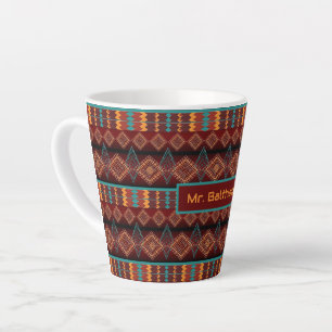 Caneca De Café Latte Padrão geométrico do sudoeste