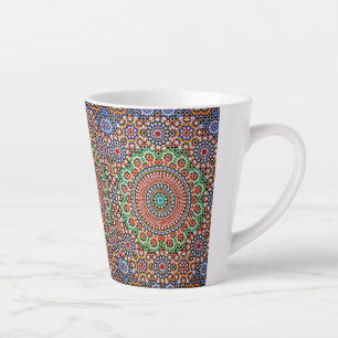 Caneca De Café Latte Padrão Geométrico Marroquino