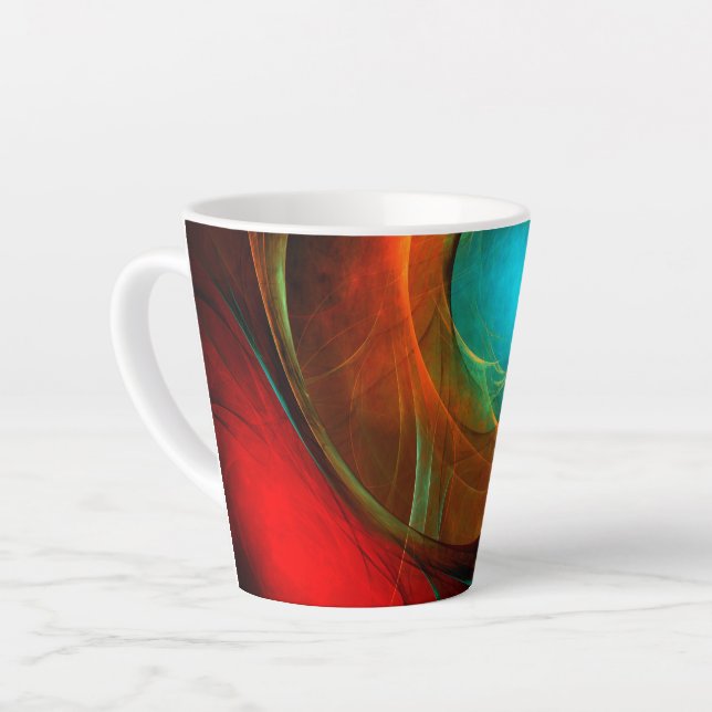 Caneca De Café Latte Padrão Legal de Abstrato de Arte Fina Azul Moderna (Ângulo esquerdo)