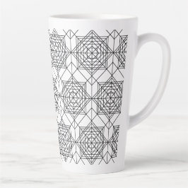 Caneca De Café Latte Padrão linear de Abstrato branco e preto da vinhet