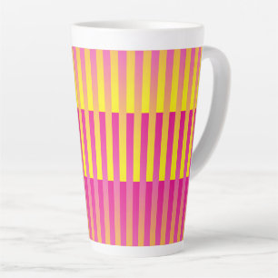 Caneca De Café Latte Padrão Listrado Laranja Amarelo Rosa