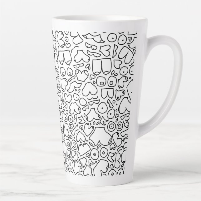 Caneca De Café Latte Padrão mamário adulto engraçado (Direita)