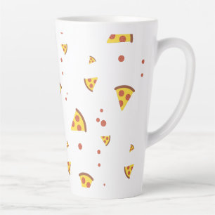 Caneca De Café Latte Padrão Minimalista de Pizza de Pepperoni Retro Div