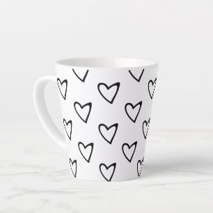 Caneca De Café Latte Padrão Mínimo Branco Preto-Branco Correto Corret