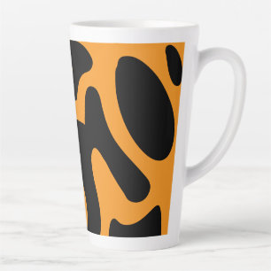 Caneca De Café Latte Padrão Moderno de Forma Livre Preta e Laranja