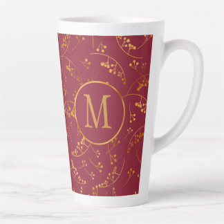 Caneca De Café Latte padrão na moda monograma de orororla dourada