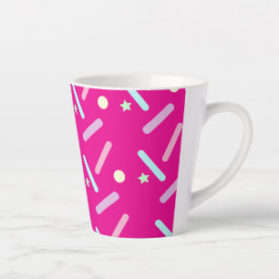 Caneca De Café Latte Padrão Pastel de Purpurina Colorido Rosa Brilhante