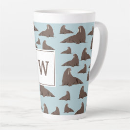 Caneca De Café Latte Padrão Personalizado de Monograma da Marrã Cuta