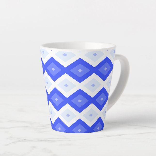 Caneca De Café Latte Padrão real de diamante azul (Ângulo direito)