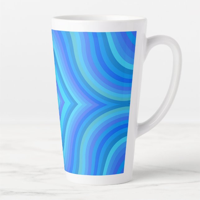 Caneca De Café Latte Padrão retroativo azul (Direita)