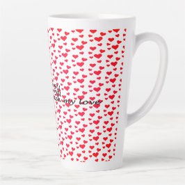 Caneca De Café Latte Padrão romântico vermelho em forma de coração