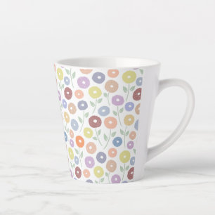 Caneca De Café Latte Padrão Rpt Flor Fuzzy Pastéis em Branco