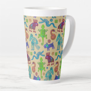 Caneca De Café Latte Padrão Tribal Primitivo da Cultura Mexicana Africa