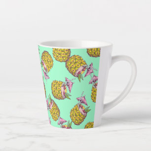 Caneca De Café Latte Padrão Tropical Piña Colada - Refrescando Verão