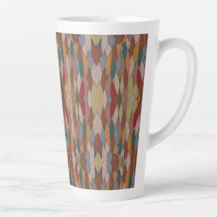 Caneca De Café Latte Padrão único ondulado com cor laranja rosa verde