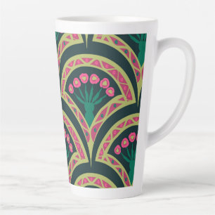 Caneca De Café Latte padrão verde em forma de concha