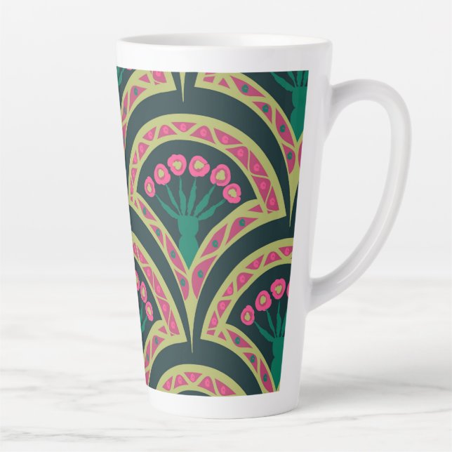 Caneca De Café Latte padrão verde em forma de concha (Direita)