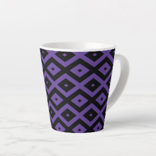 Caneca De Café Latte Padrão violeta e diamante preto