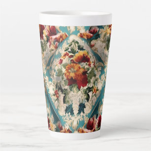 Caneca De Café Latte Padrão Whimsical Italiano Floral Damask