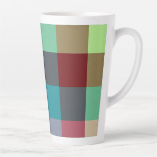 Caneca De Café Latte Padrão xadrez geométrico moderno colorido contínuo