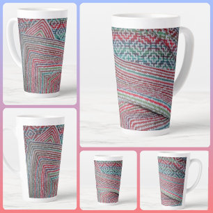 Caneca De Café Latte Padrões crochetados brilhantes