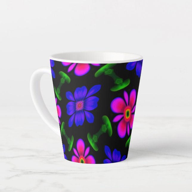 Caneca De Café Latte Padrões de flores rosa adoráveis (Ângulo esquerdo)