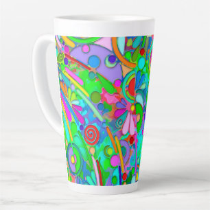 Caneca De Café Latte Padrões De Mão E Digitalmente Pintados Artigo 18º