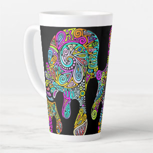 Caneca De Café Latte Padrões De Mão E Digitalmente Pintados Artigo 28º