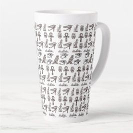 Caneca De Café Latte Padrões Digitais Atemporais de Antiguidades Egípci